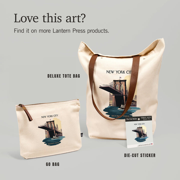 New York City New York Brooklyn Bridge, Organic Cotton Zipper Pouch, Go Bag Go Bag Lantern Press 