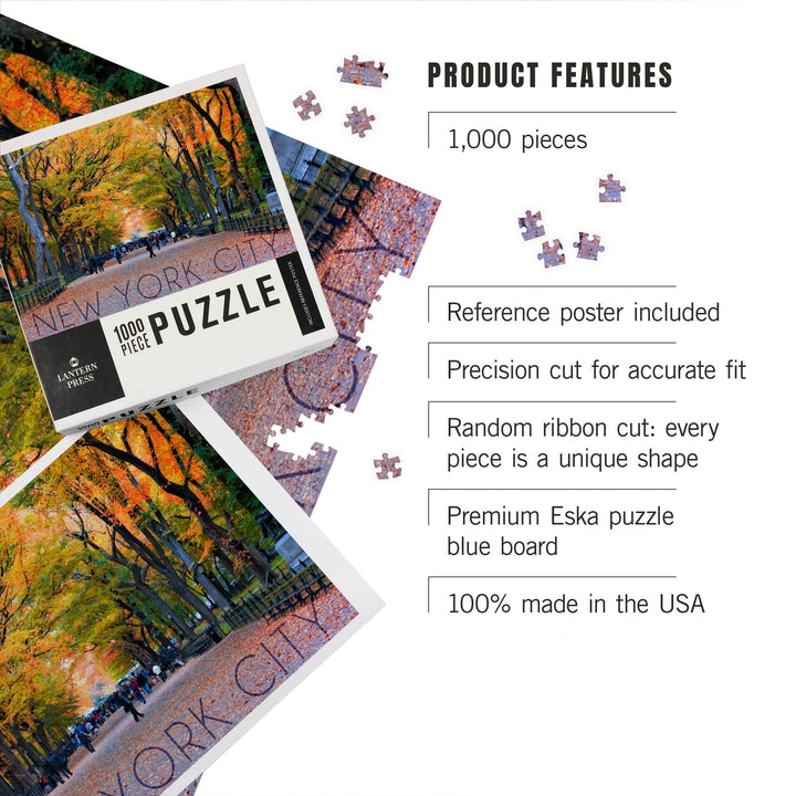 New York City, New York, Central Park in Autumn, Jigsaw Puzzle Puzzle Lantern Press 