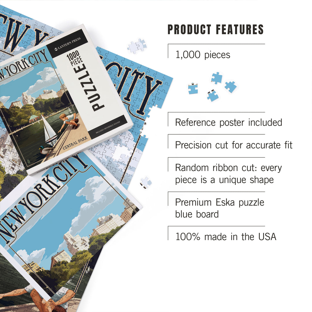 New York City, New York, Central Park, Jigsaw Puzzle Puzzle Lantern Press 