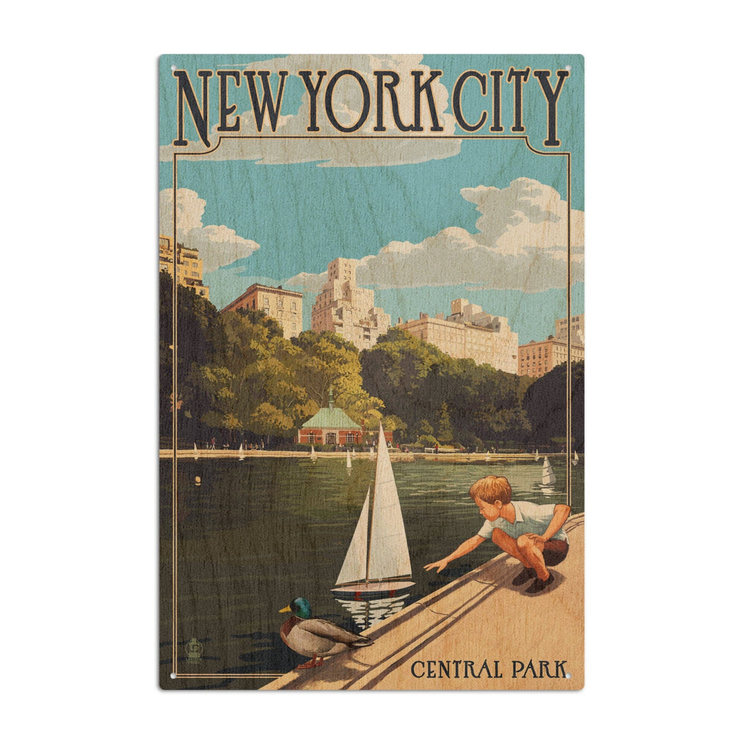 New York City, New York, Central Park, Lantern Press Artwork, Wood Signs and Postcards Wood Lantern Press 10 x 15 Wood Sign 