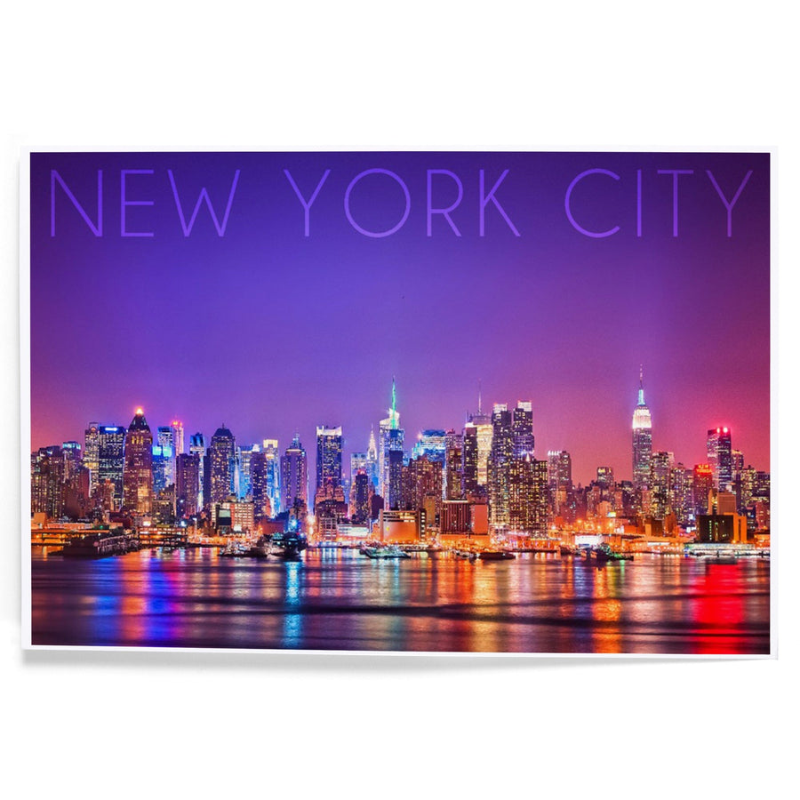 New York City, New York, Colorful Skyline Lights, Art & Giclee Prints Art Lantern Press 