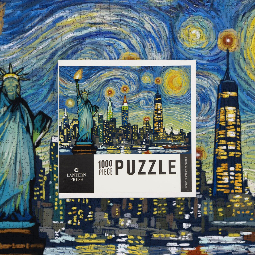 New York City, New York, Starry Night City Series, Jigsaw Puzzle Puzzle Lantern Press 