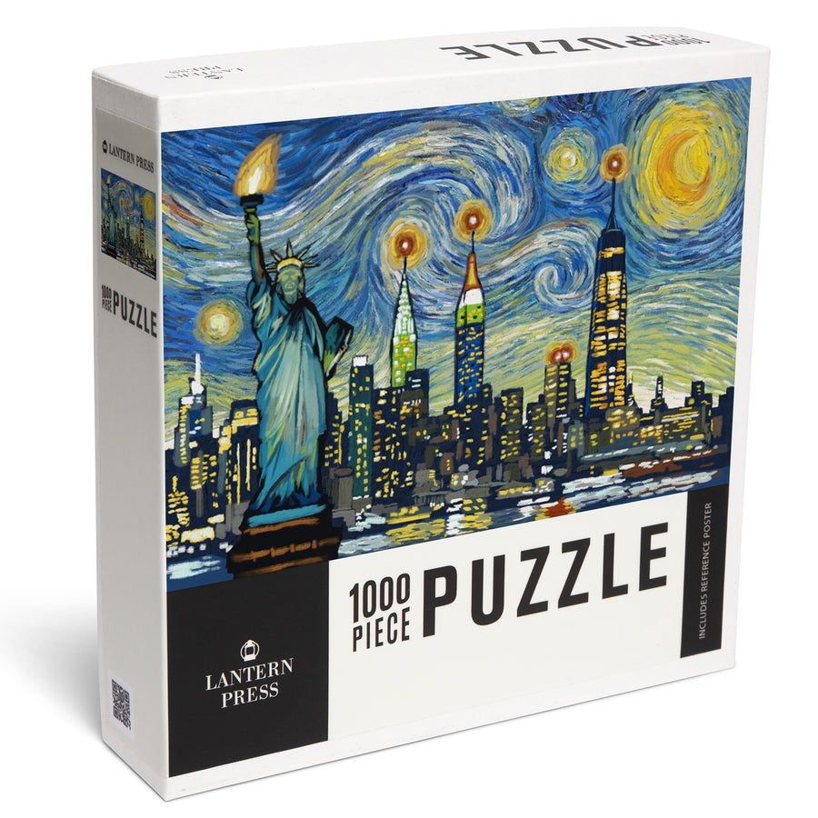 New York City, New York, Starry Night City Series, Jigsaw Puzzle Puzzle Lantern Press 