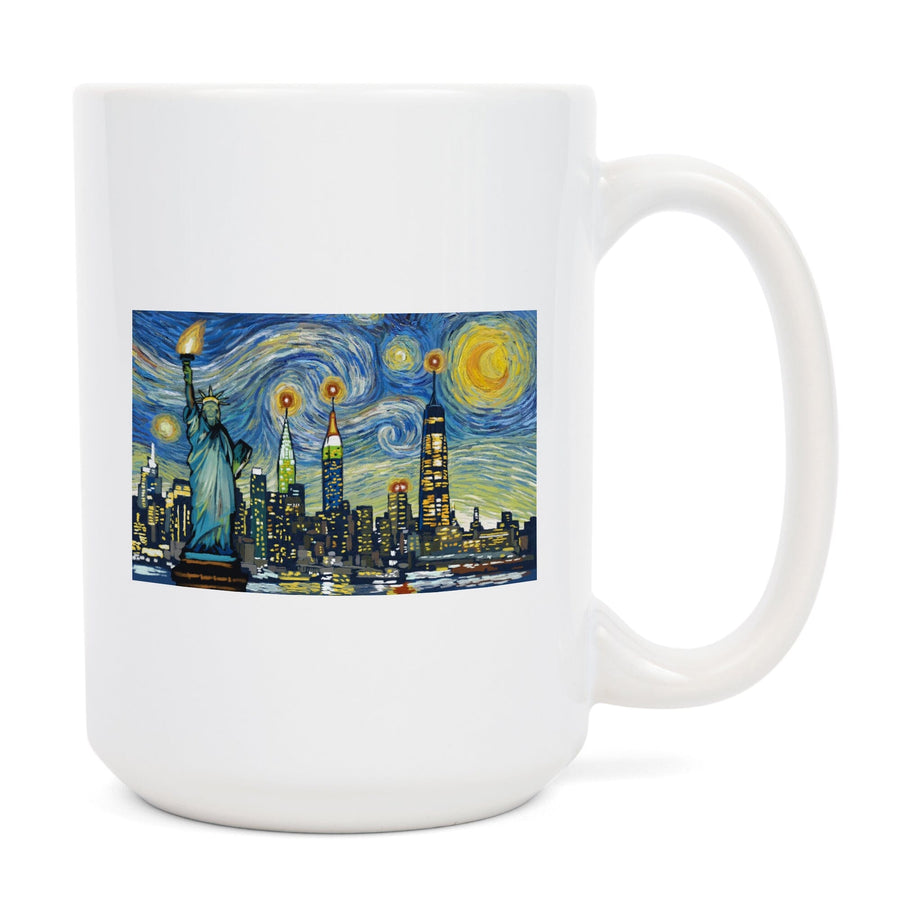 New York City, New York, Starry Night City Series, Lantern Press Artwork, Ceramic Mug Mugs Lantern Press 