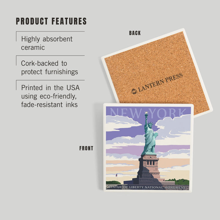 New York City, New York, Statue of Liberty National Monument, Coasters Coasters Lantern Press 