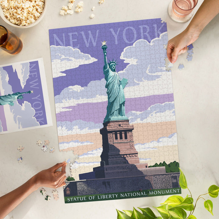 New York City, New York, Statue of Liberty National Monument, Jigsaw Puzzle Puzzle Lantern Press 