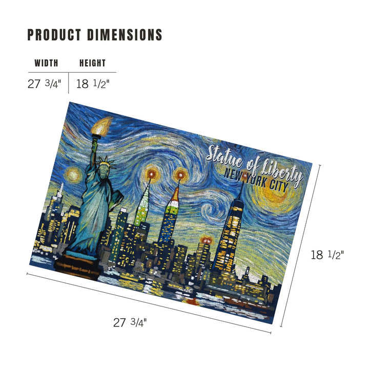 New York City, New York, Statue of Liberty, Starry Night City Series, Jigsaw Puzzle Puzzle Lantern Press 