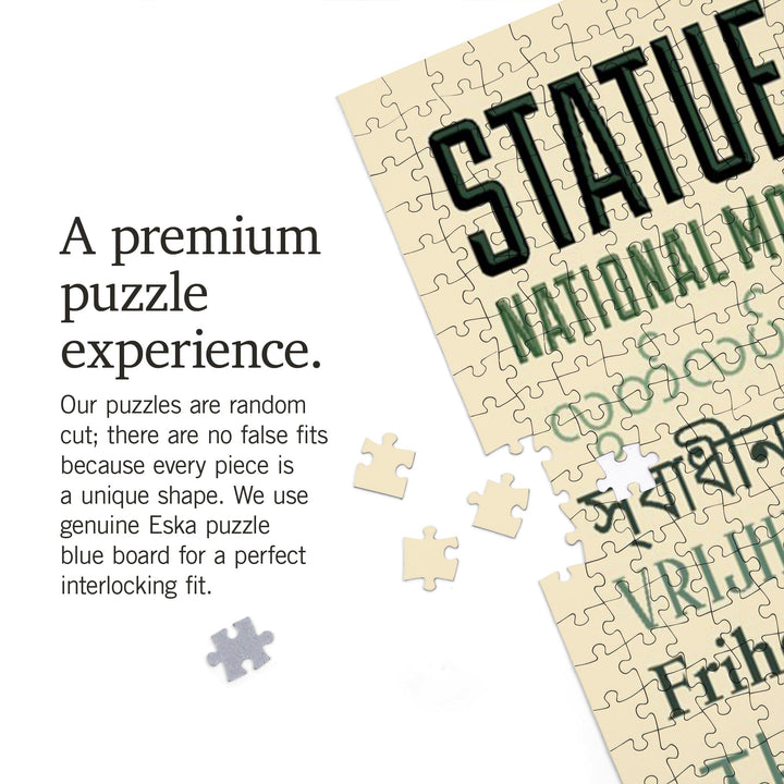 New York City, New York, Statue of Liberty, Torch, Freedom Typography, Jigsaw Puzzle Puzzle Lantern Press 