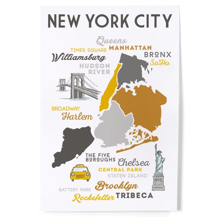 New York City, New York, Typography and Icons, Art & Giclee Prints Art Lantern Press 