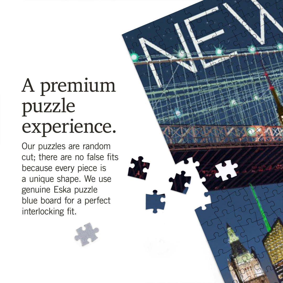 New York City, NY, Skyline at Night, Jigsaw Puzzle Puzzle Lantern Press 