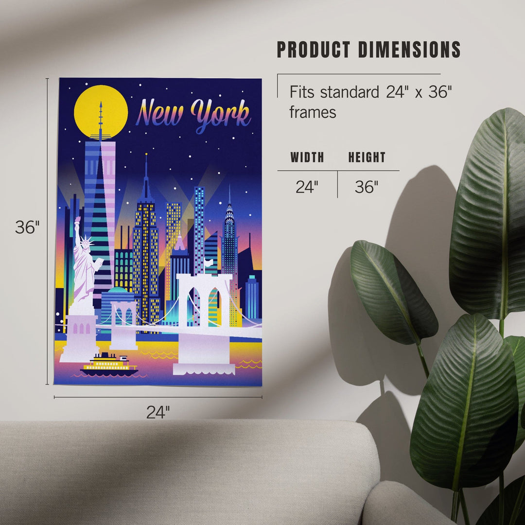 New York City, Retro Skyline Chromatic Series, Art & Giclee Prints Art Lantern Press 