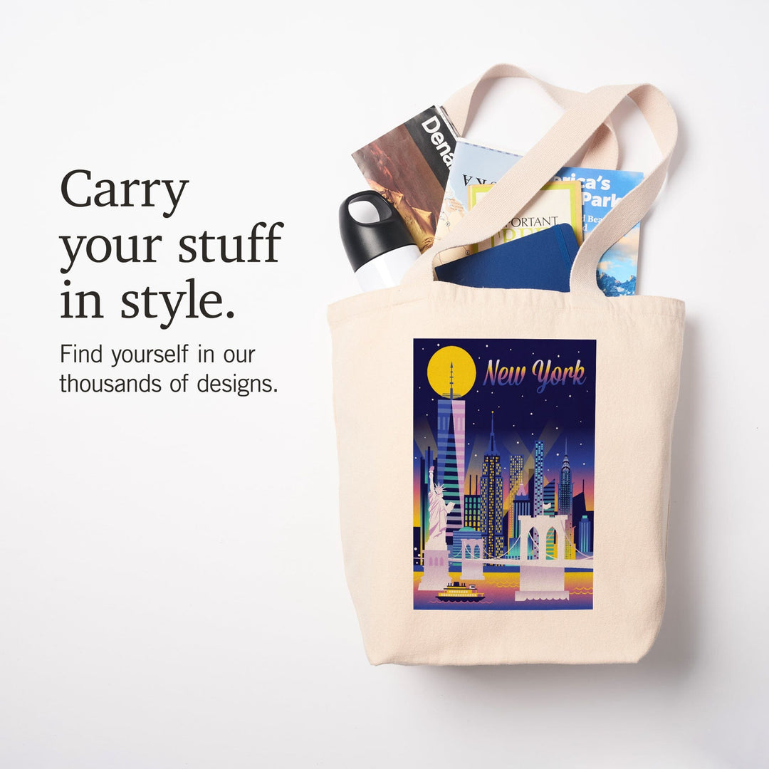 New York City, Retro Skyline Chromatic Series, Tote Bag Totes Lantern Press 