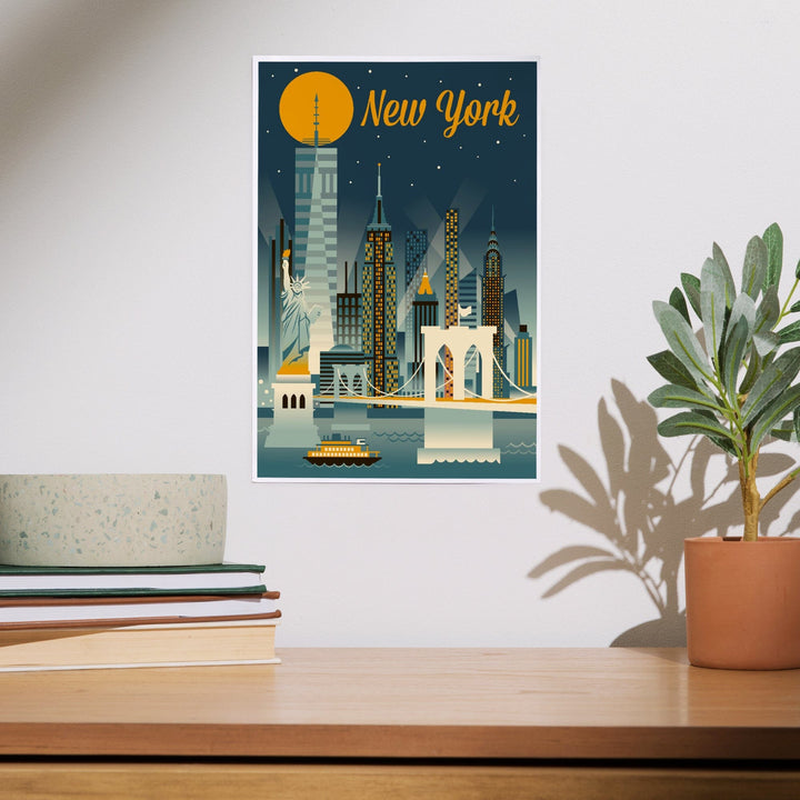 New York City, Retro Skyline Series, Art & Giclee Prints Art Lantern Press 