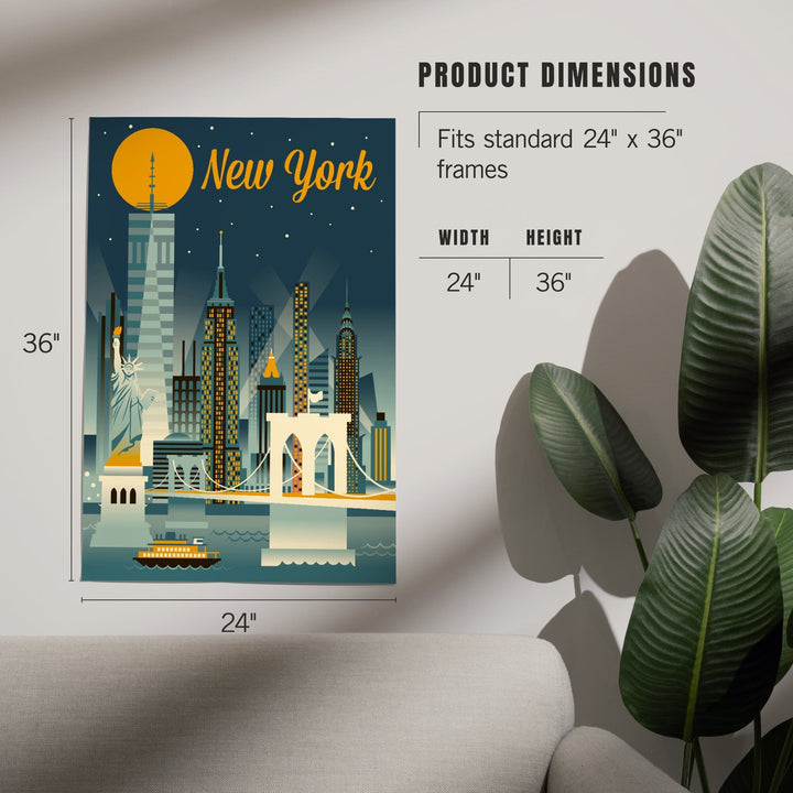 New York City, Retro Skyline Series, Art & Giclee Prints Art Lantern Press 