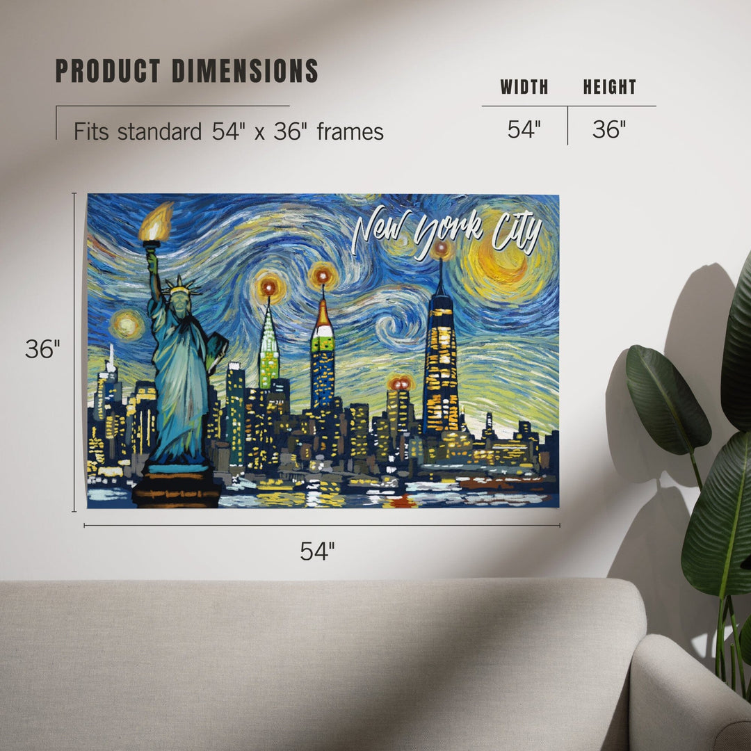 New York City, Statue of Liberty, Starry Night City Series, Art & Giclee Prints Art Lantern Press 