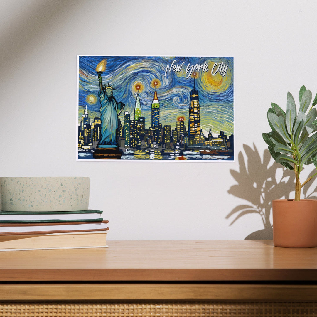 New York City, Statue of Liberty, Starry Night City Series, Art & Giclee Prints Art Lantern Press 