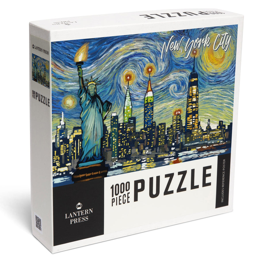 New York City, Statue of Liberty, Starry Night City Series, Jigsaw Puzzle Puzzle Lantern Press 