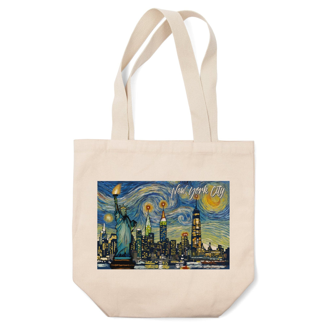 New York City, Statue of Liberty, Starry Night City Series, Tote Bag Totes Lantern Press 