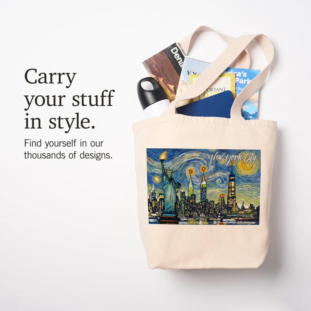 New York City, Statue of Liberty, Starry Night City Series, Tote Bag Totes Lantern Press 