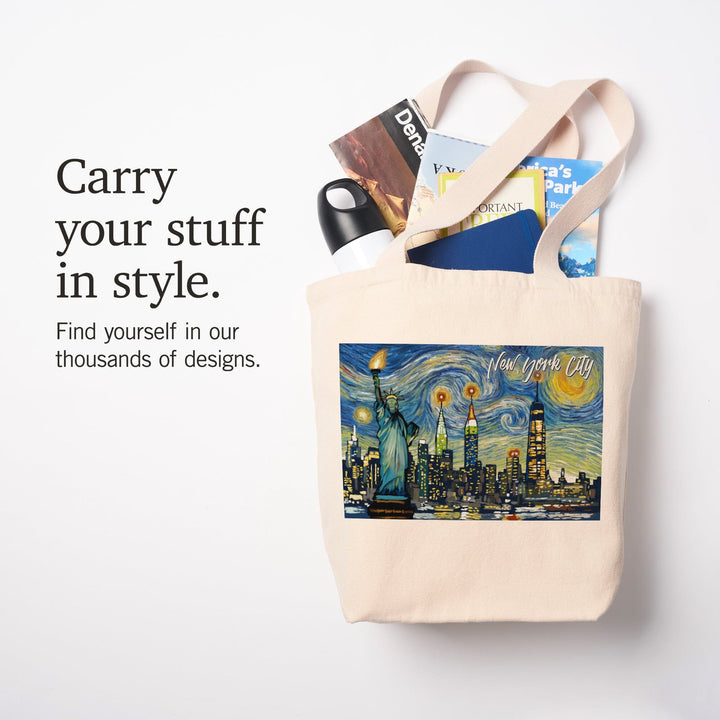 New York City, Statue of Liberty, Starry Night City Series, Tote Bag Totes Lantern Press 