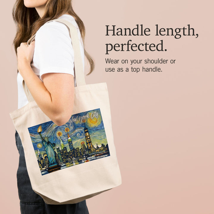 New York City, Statue of Liberty, Starry Night City Series, Tote Bag Totes Lantern Press 