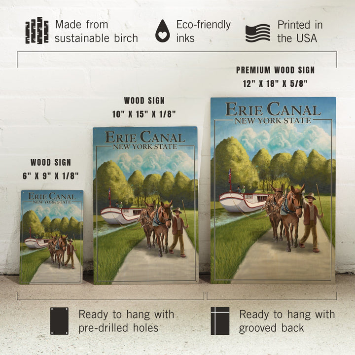 New York, Erie Canal & Horses, Lantern Press Artwork, Wood Signs and Postcards Wood Lantern Press 