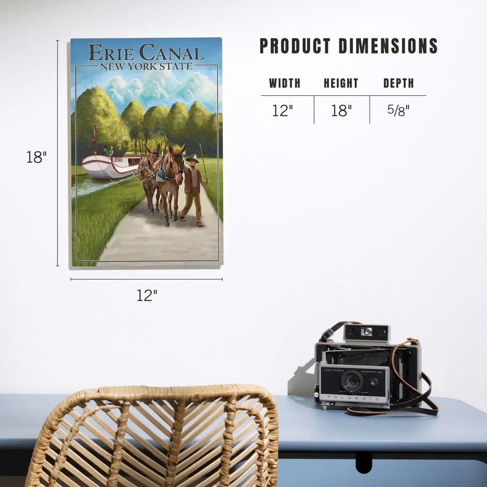 New York, Erie Canal & Horses, Lantern Press Artwork, Wood Signs and Postcards Wood Lantern Press 