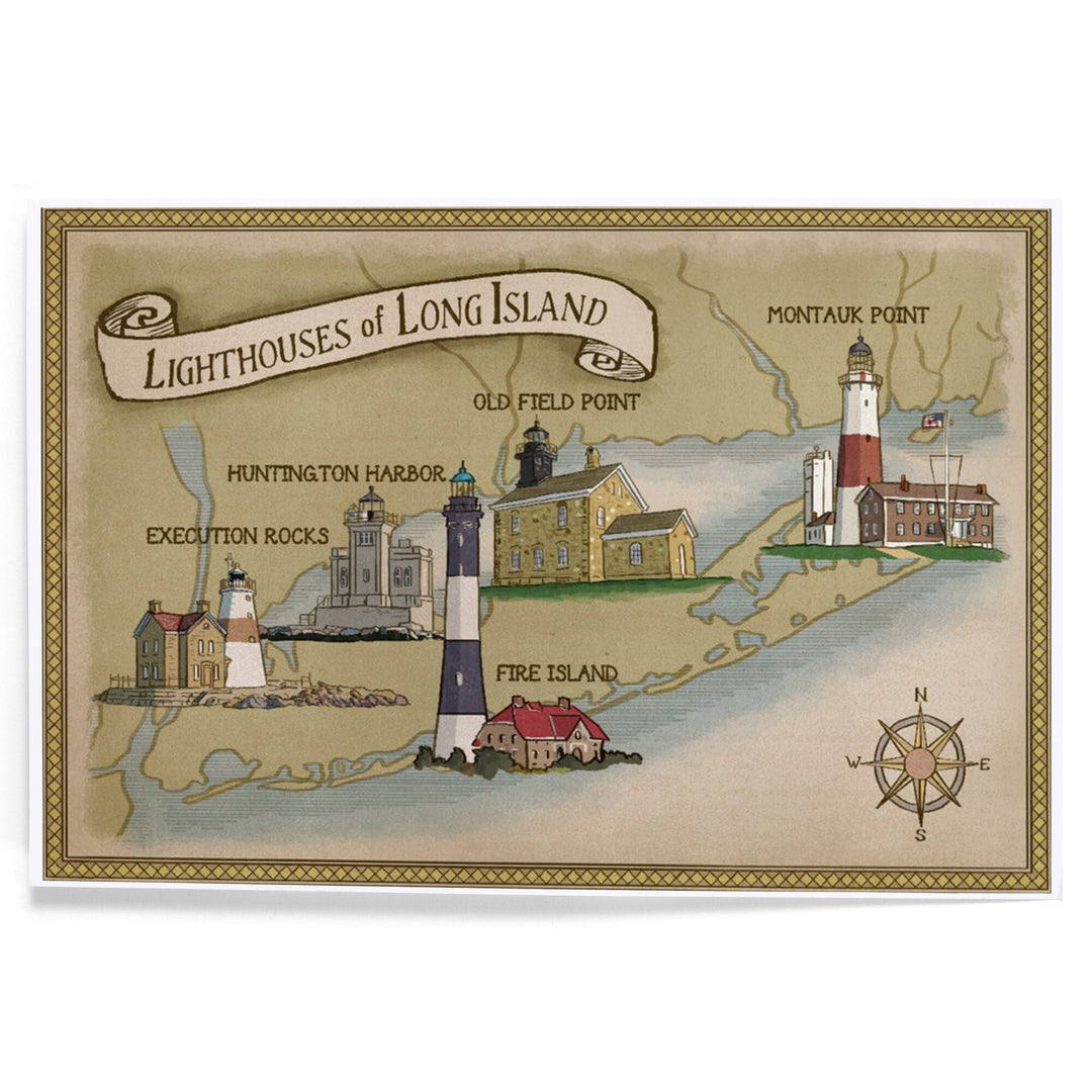 New York, Lighthouses of Long Island, Art & Giclee Prints Art Lantern Press 