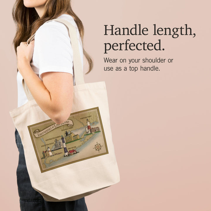 New York, Lighthouses of Long Island, Tote Bag Totes Lantern Press 