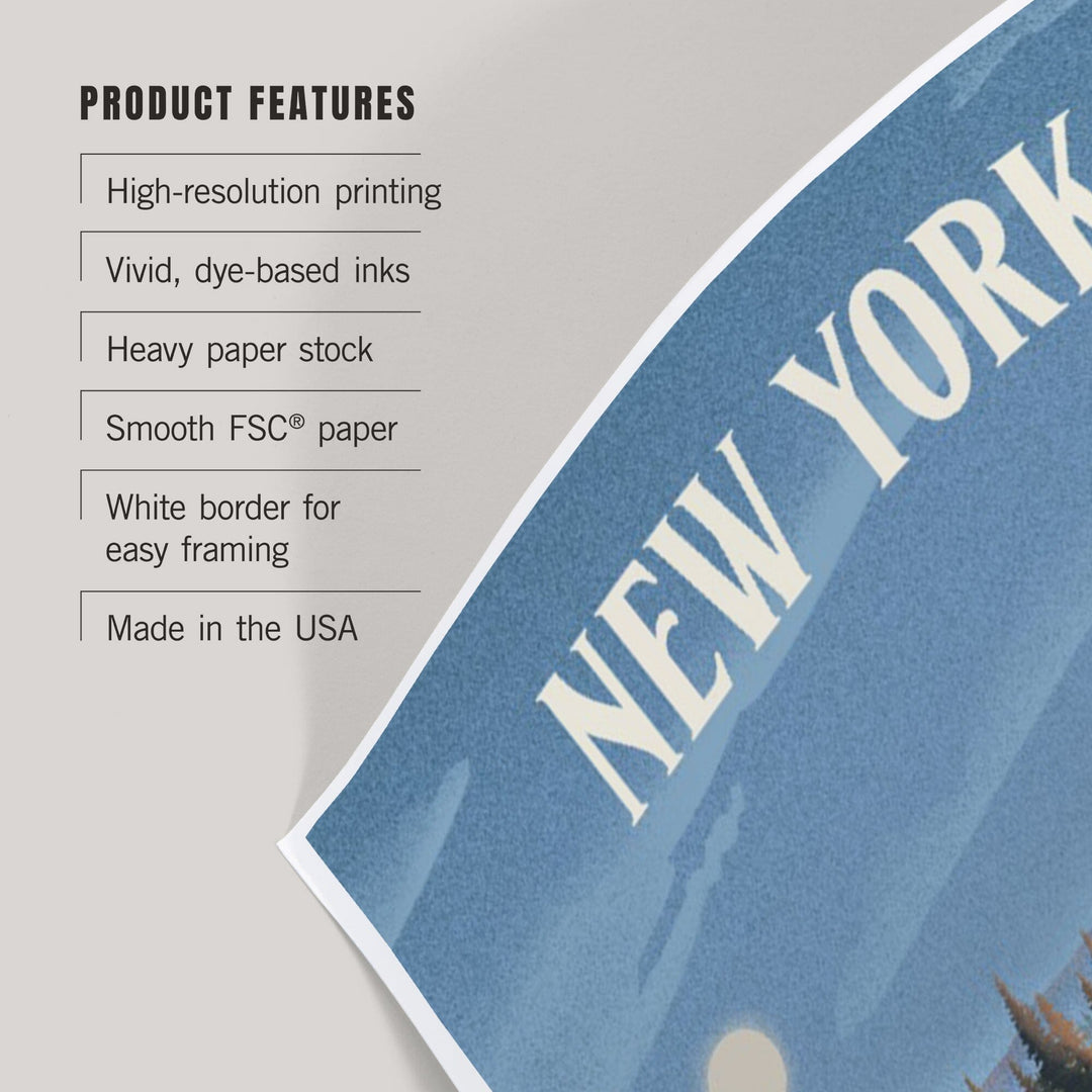 New York, Lithograph, Reflection Pond and Bull Moose, Art & Giclee Prints Art Lantern Press 