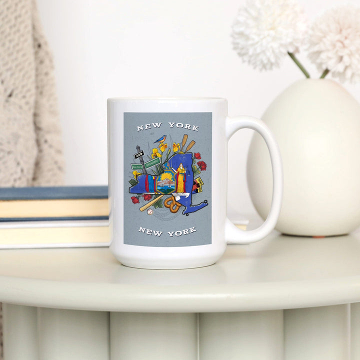 New York, New York, State Treasure Trove, State Series, Ceramic Mug Mugs Lantern Press 