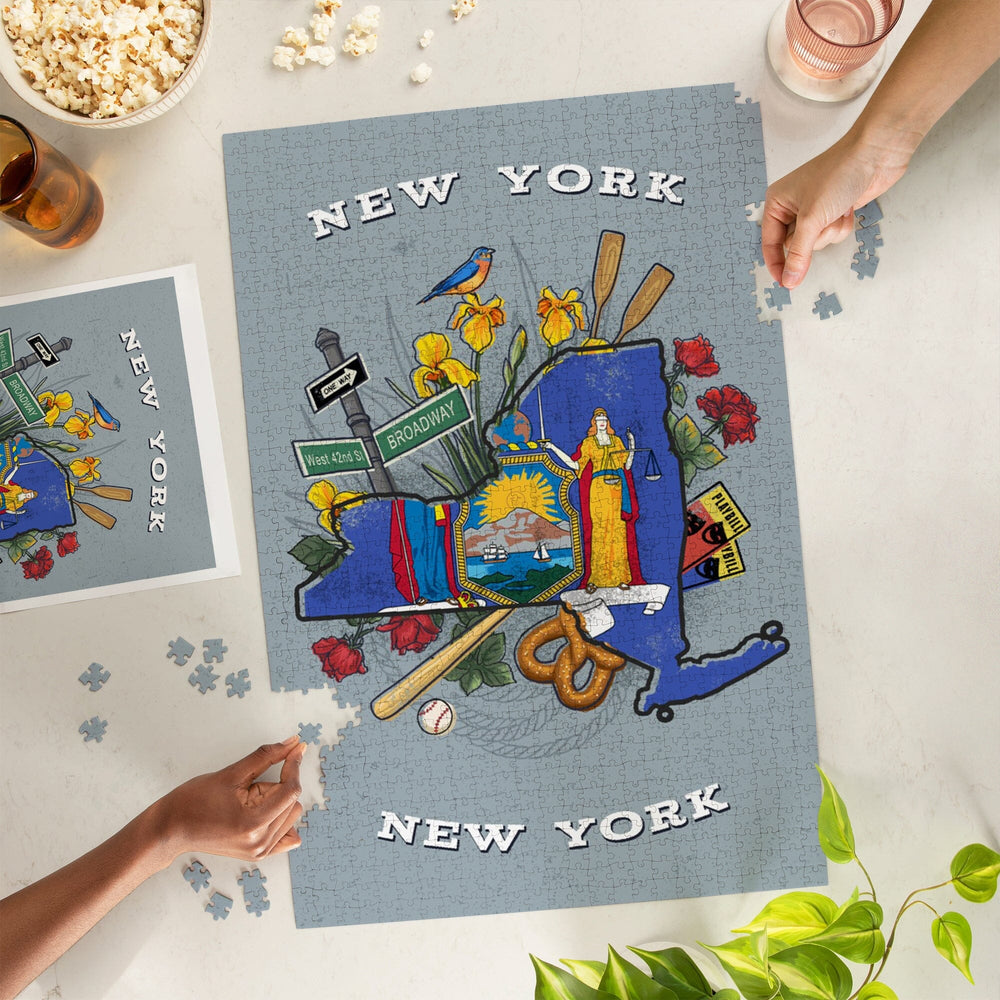New York, New York, State Treasure Trove, State Series, Jigsaw Puzzle Puzzle Lantern Press 