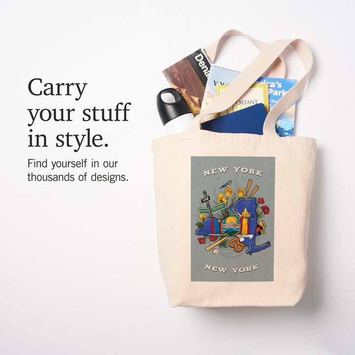 New York, New York, State Treasure Trove, State Series, Tote Bag Totes Lantern Press 