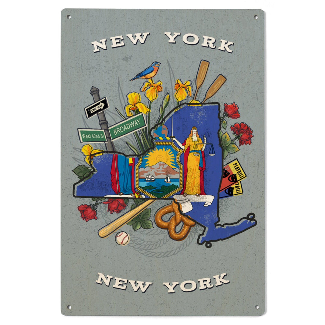 New York, New York, State Treasure Trove, State Series, Wood Signs and Postcards Wood Lantern Press 