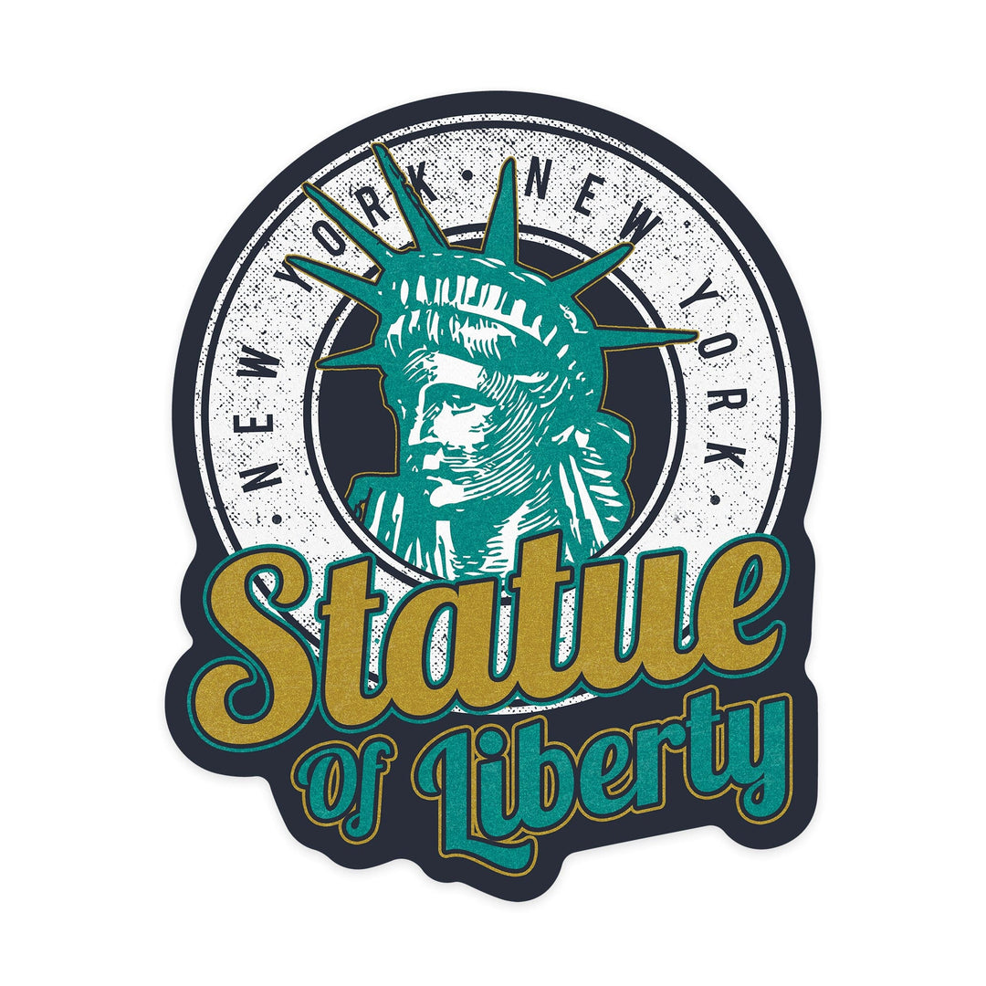 New York, New York, Statue of Liberty, Contour, Lantern Press Artwork, Vinyl Sticker Sticker Lantern Press 