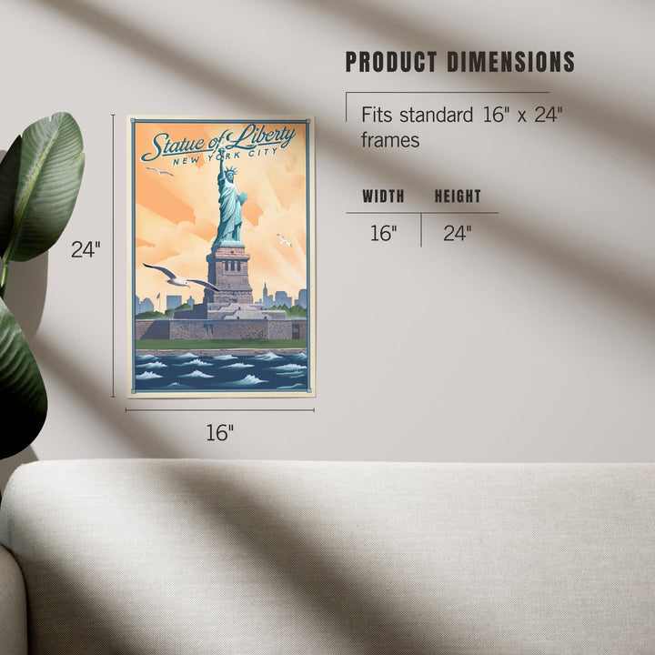 New York, New York, Statue of Liberty, Litho, Art & Giclee Prints Art Lantern Press 