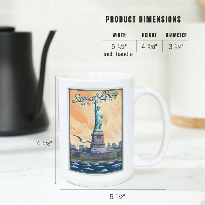 New York, New York, Statue of Liberty, Litho, Lantern Press Artwork, Ceramic Mug Mugs Lantern Press 