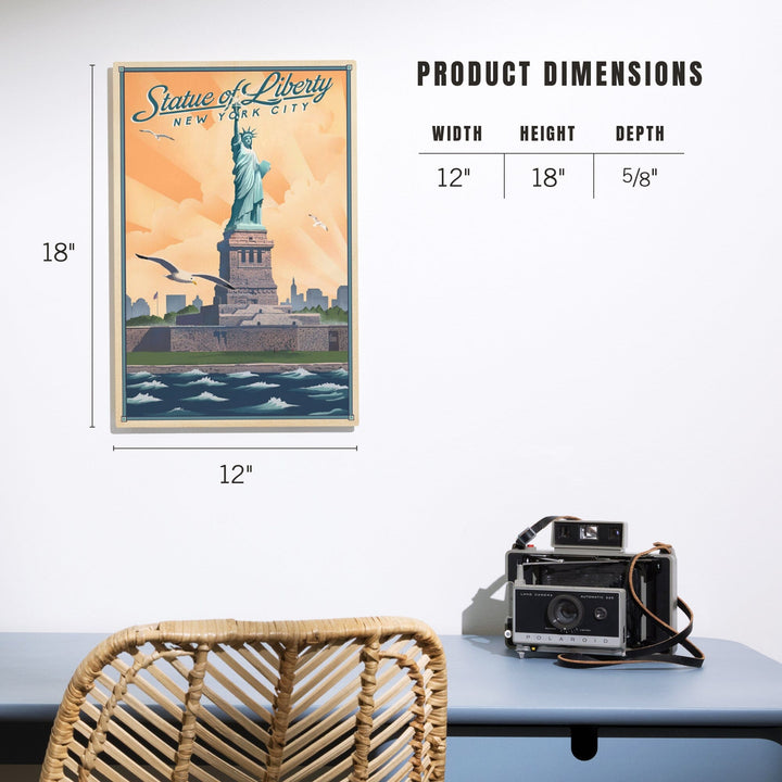 New York, New York, Statue of Liberty, Litho, Lantern Press Artwork, Wood Signs and Postcards Wood Lantern Press 