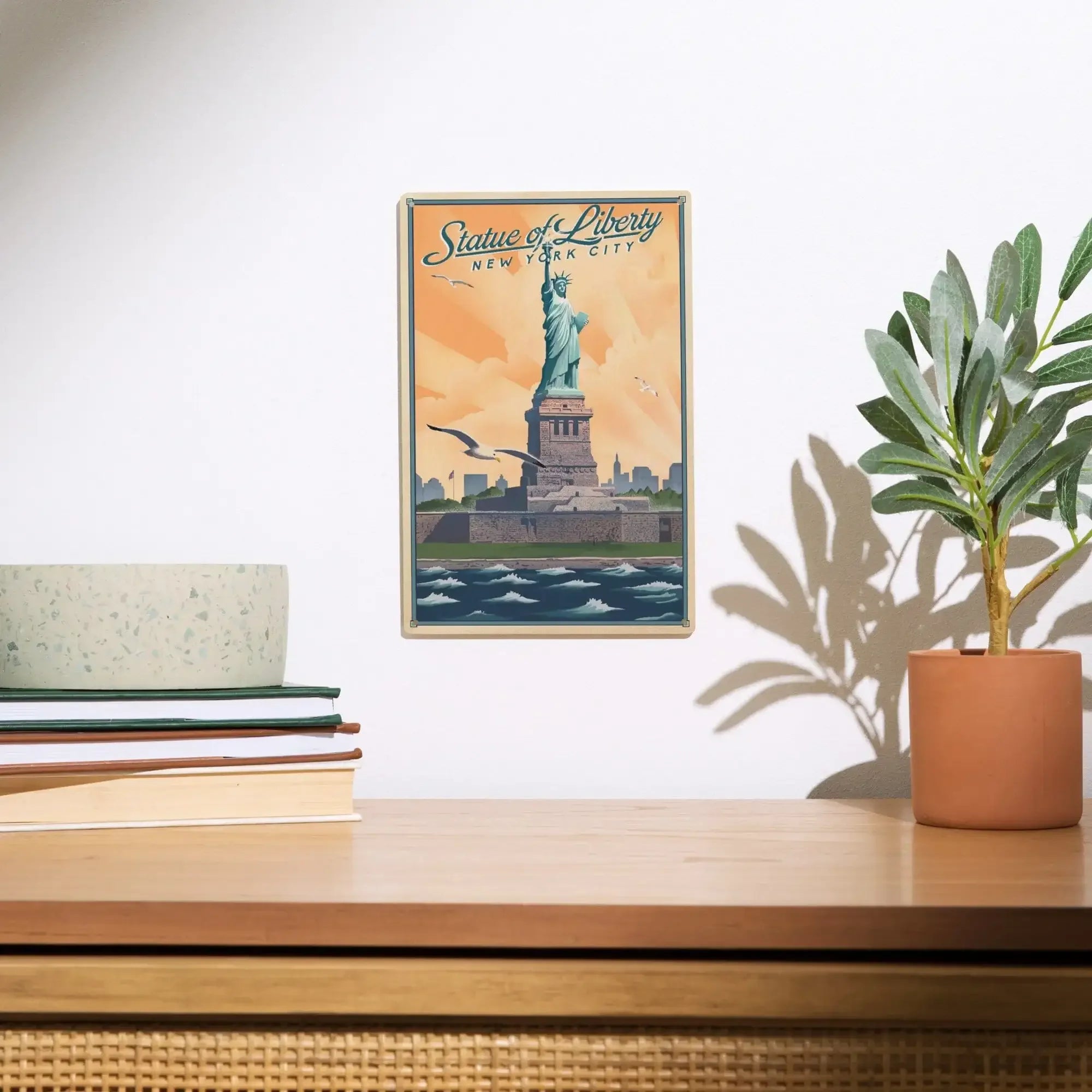 New York, New York, Statue of Liberty, Litho, Lantern Press