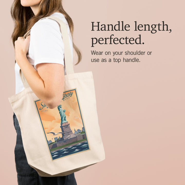 New York, New York, Statue of Liberty, Litho, Tote Bag Totes Lantern Press 