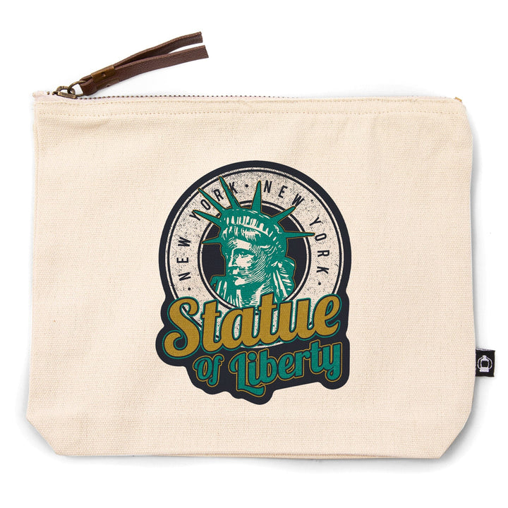 New York, New York, Statue of Liberty,, Organic Cotton Zipper Pouch, Go Bag Go Bag Lantern Press 