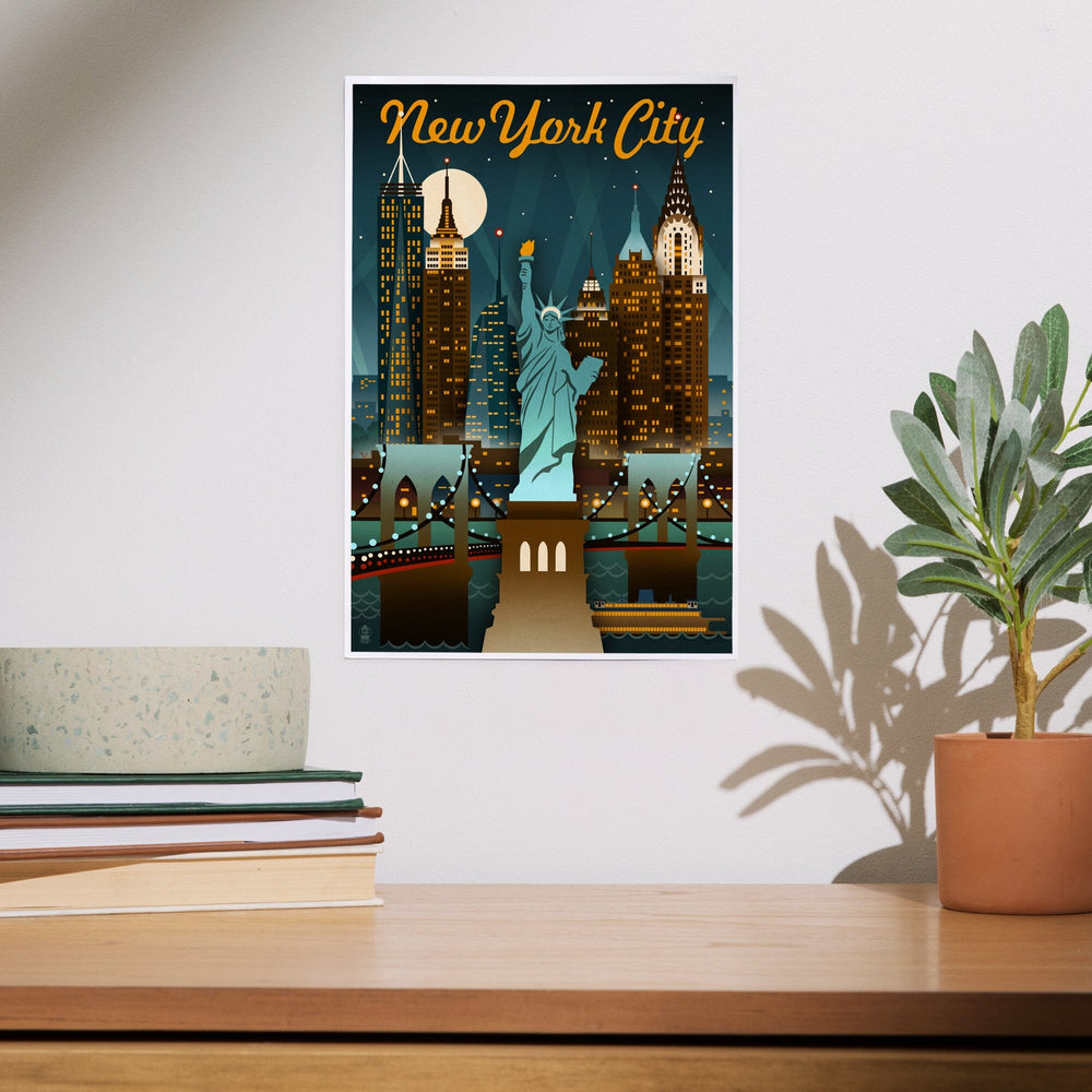 New York, Retro Skyline, Art & Giclee Prints Art Lantern Press 