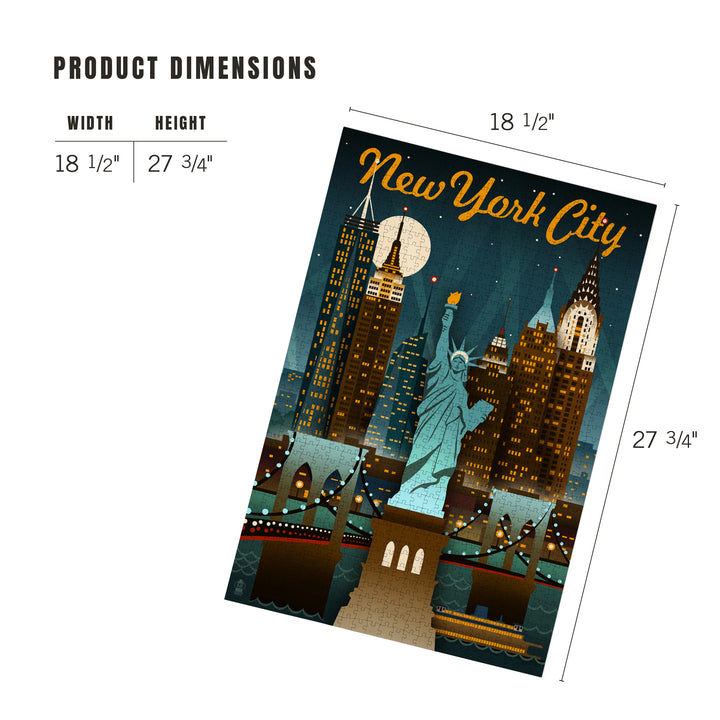 New York, Retro Skyline, Jigsaw Puzzle Puzzle Lantern Press 
