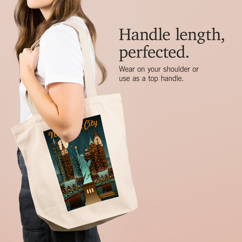 New York, Retro Skyline, Tote Bag Totes Lantern Press 