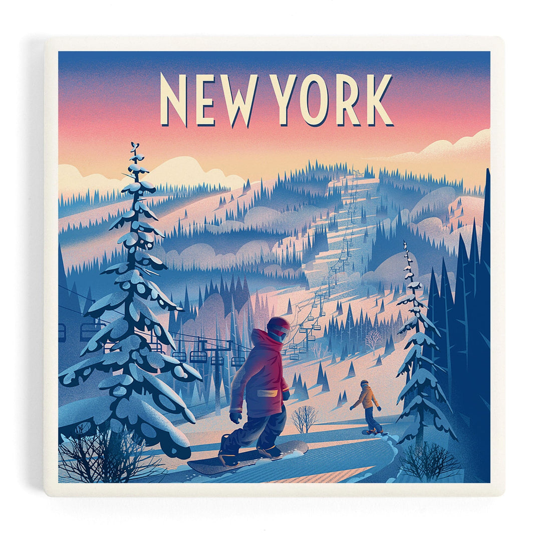 New York, Shred the Gnar, Snowboarding, Coasters Coasters Lantern Press 