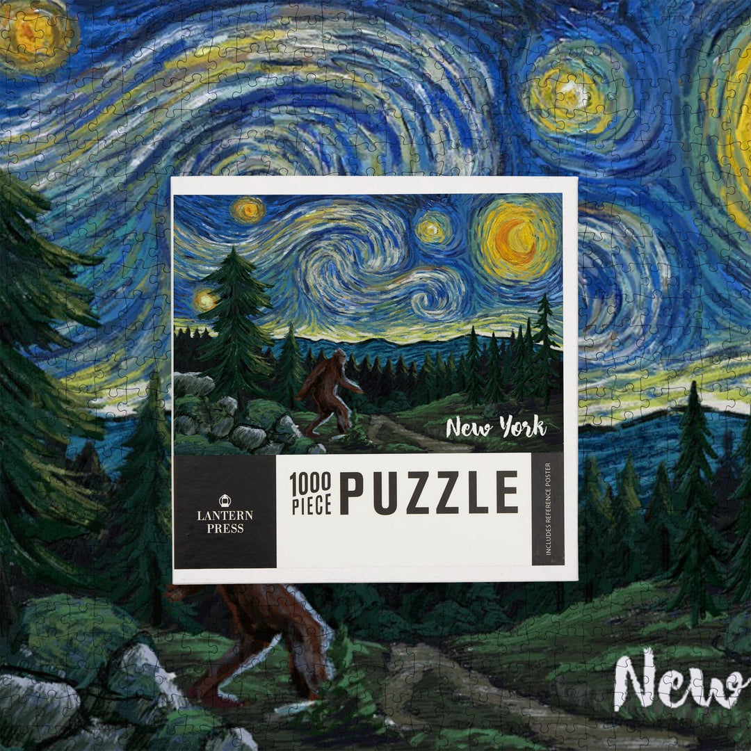 New York, Starry Night, Bigfoot, Jigsaw Puzzle Puzzle Lantern Press 