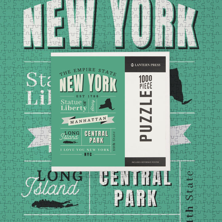 New York State, Typography Classic Series, Jigsaw Puzzle Puzzle Lantern Press 