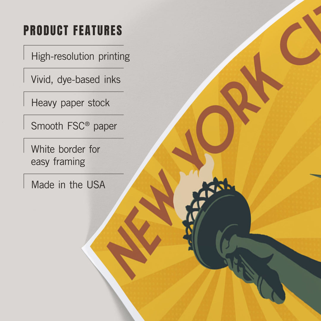 New York, Statue of Liberty and Bridge, Art & Giclee Prints Art Lantern Press 