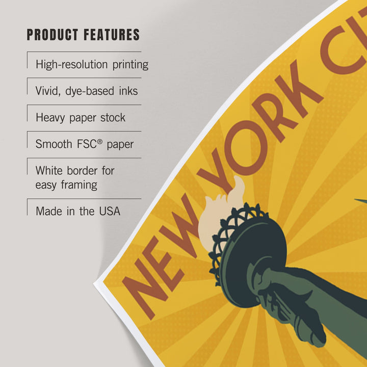 New York, Statue of Liberty and Bridge, Art & Giclee Prints Art Lantern Press 