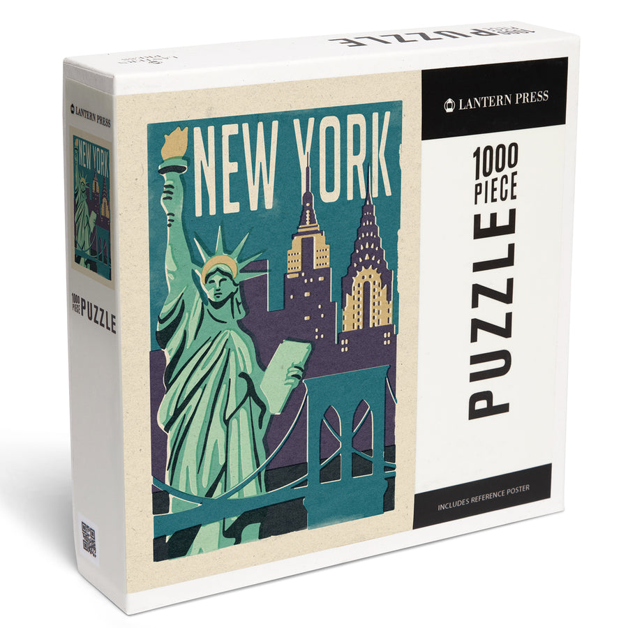 New York, Woodblock City Series, Jigsaw Puzzle Puzzle Lantern Press 